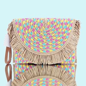 Lulla Collection Purse Salsa Clutch Multicolor Frayed Vacation Boho Colorful